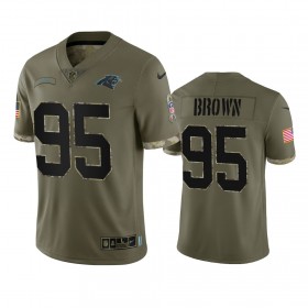 Tröjor Carolina Panthers Derrick Brown 95 Olive 2022 Salute To Service Limited - Män